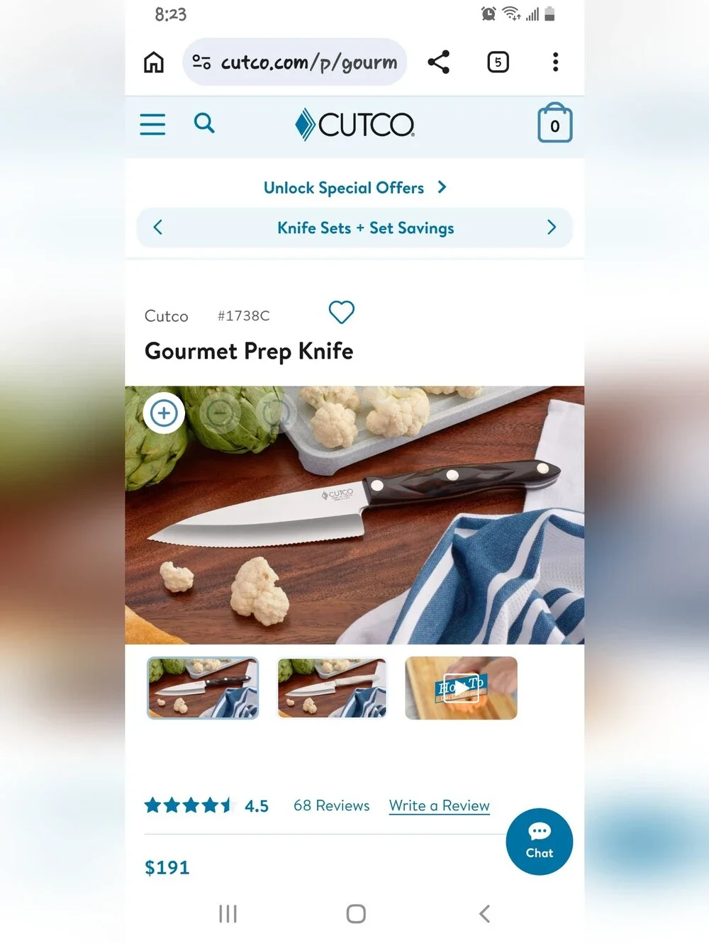 Cutco 1738 Gourmet Prep Knife In Classic